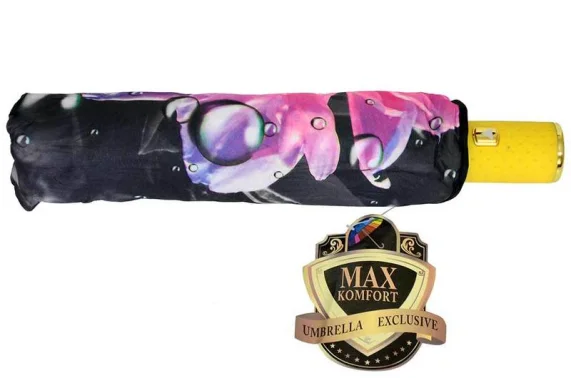 Красивый женский зонт-полуавтомат Max с бабочкой и цветком